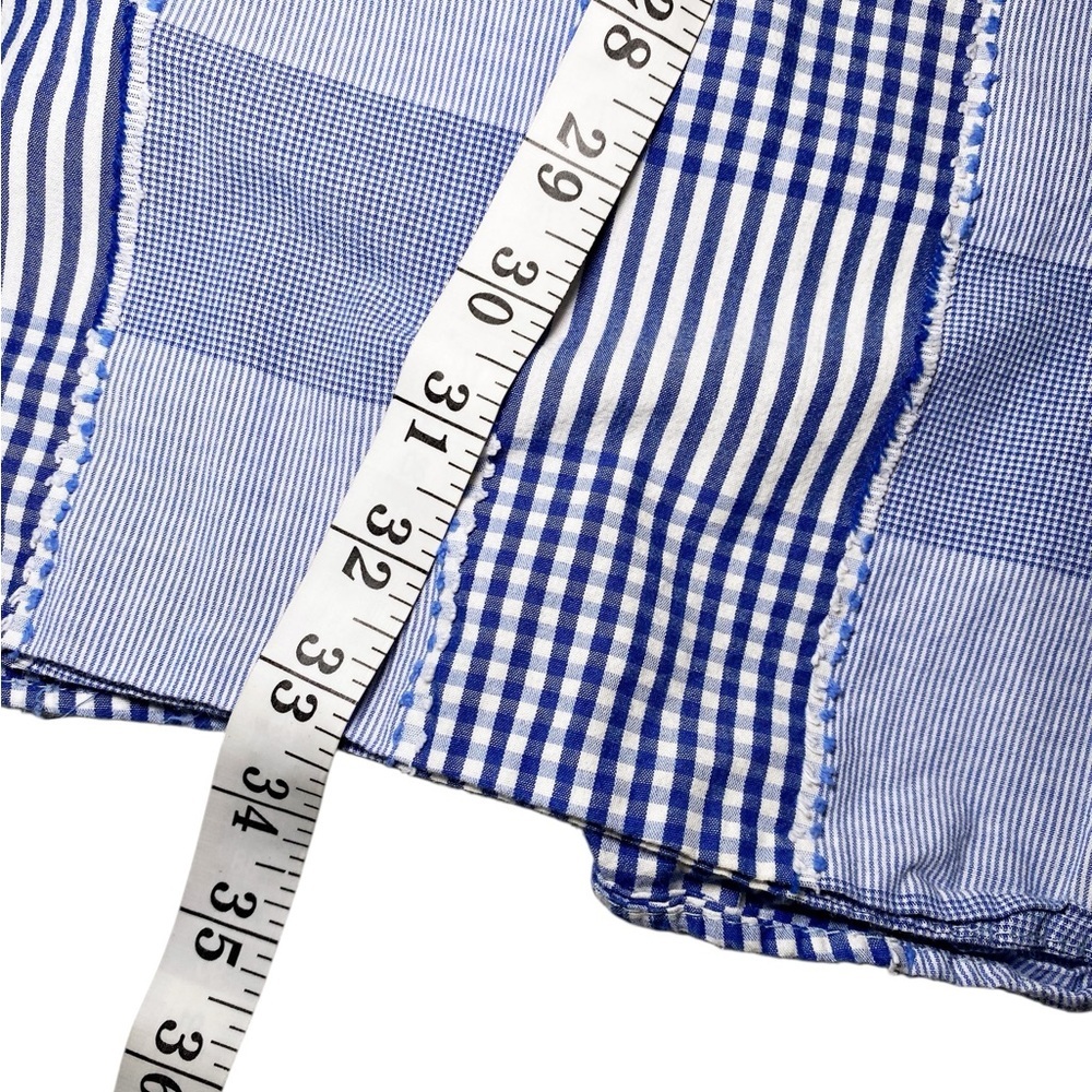 Maeve Blue and White Plaid Patchwork Mini Dress - Picture 16 of 16